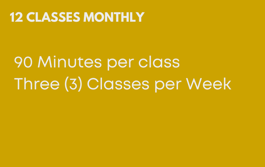 12 Classes Monthly - 90 Minutes Per Class