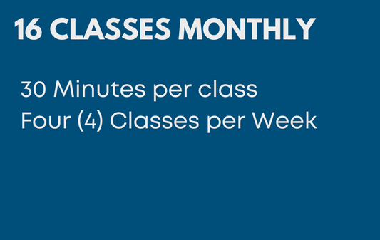 16 Classes Monthly - 30 Minutes Per Class