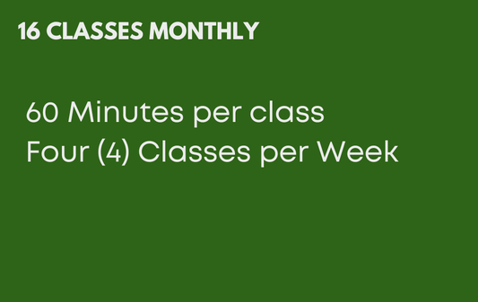 16 Classes Monthly - 60 Minutes Per Class