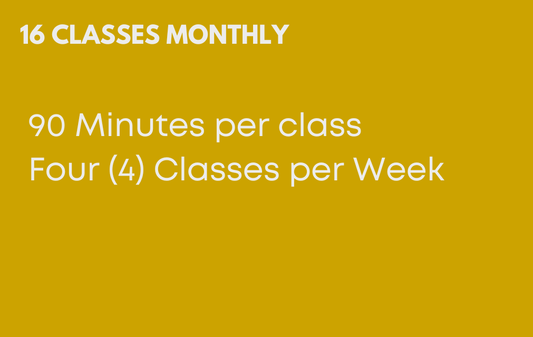 16 Classes Monthly - 90 Minutes Per Class
