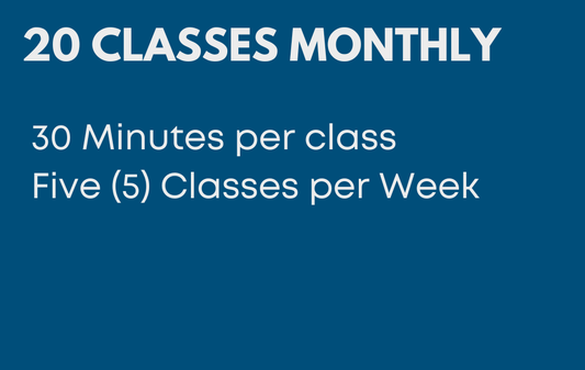 20 Classes Monthly - 30 Minutes Per Class