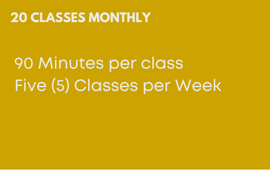 20 Classes Monthly - 90 Minutes Per Class